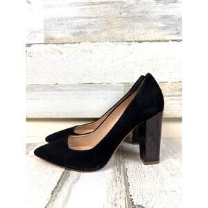J. Crew Womens 9.5 Black Suede Marbled Heel Pointed Toe Dress Shoes Workwear